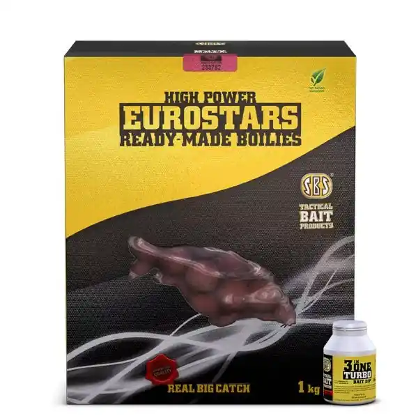 Bestseller SBS EUROSTAR READY-MADE BOILIES + 50 ML 3 IN ONE TURBO BAIT