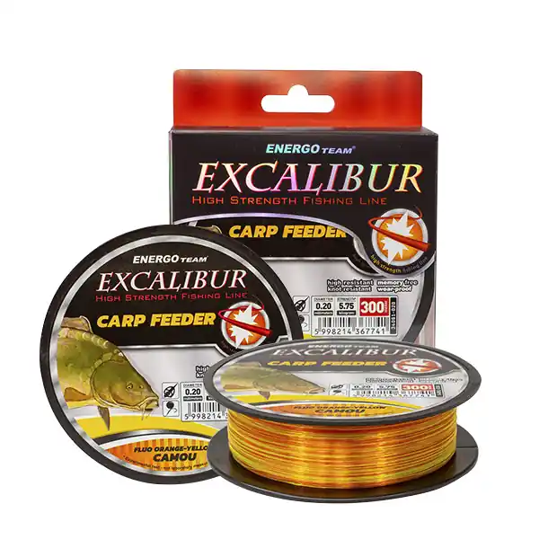 Favoriet EXCALIBUR CARP FEEDER FLUO NARANCS-FLUO SÁRGA CAMOU 300M 0,3