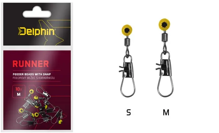 Feeder futó és forgó kapoccsal Delphin RUNNER / 10db - Horgá Aanbieding