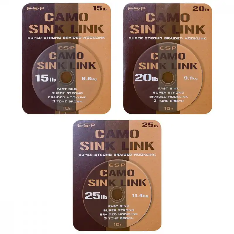 Betaalbaar ESP CAMO SINK LINK BARNA 20LB 10M Web és Horg
