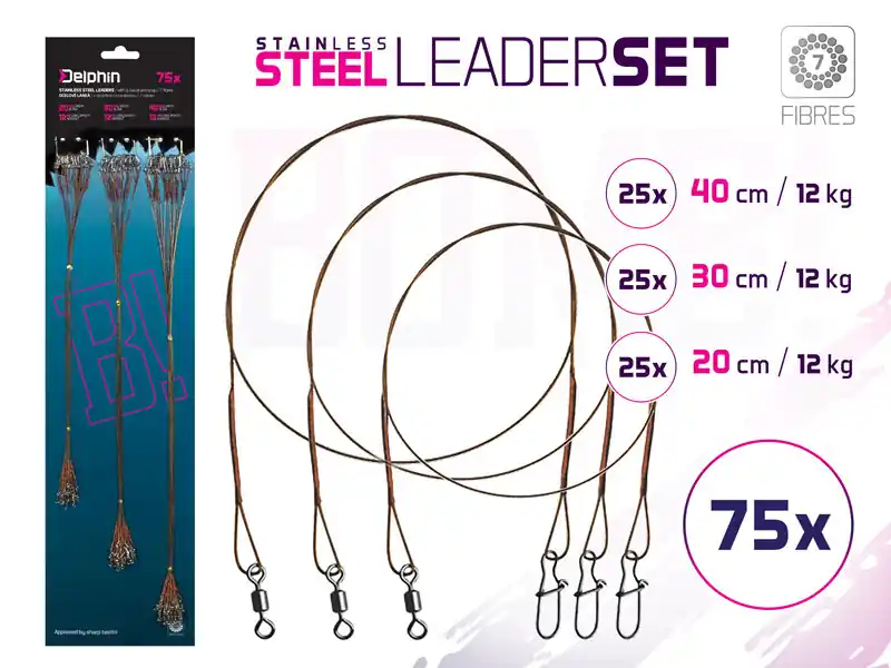 Szett BOMB! acél előke karabinerrel / 7 szál Weekendaanbieding