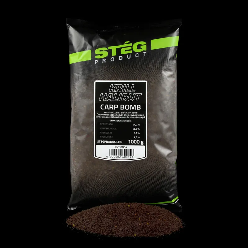 STÉG Carp BOMB etetőanyag 1kg KRILL-HALIBUT W Gecertificeerd