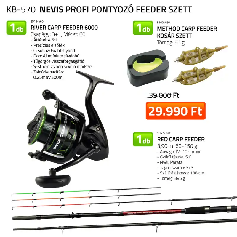 Actieprijs Nevis Profi Pontyozó Feeder szett 1847-390+ 2516-460+ 8100-4