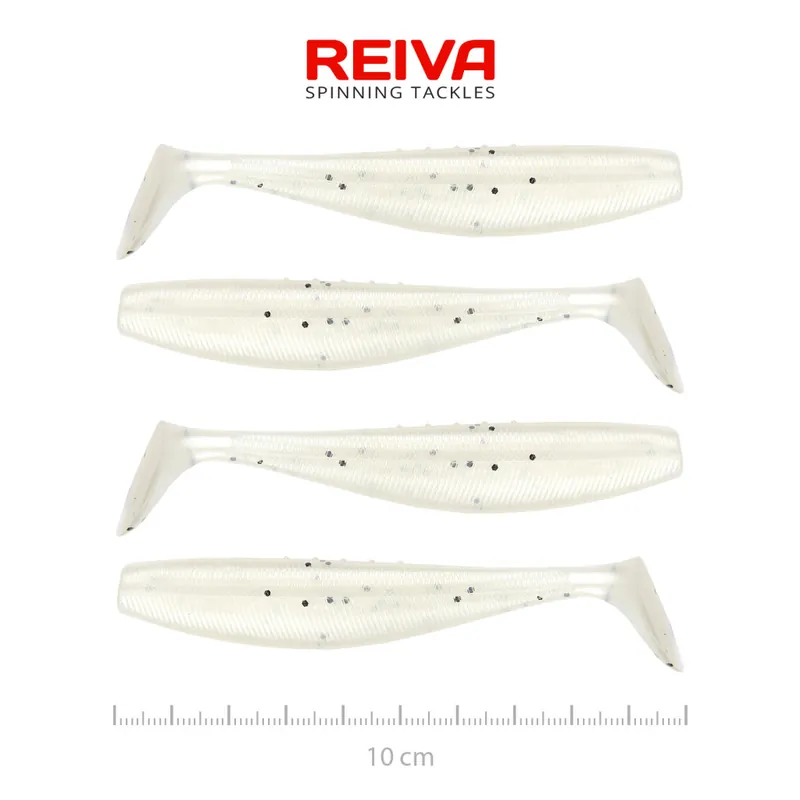 Aanbieding Flat Minnow Shad 10cm 4db/cs (Pearl Dot) Web