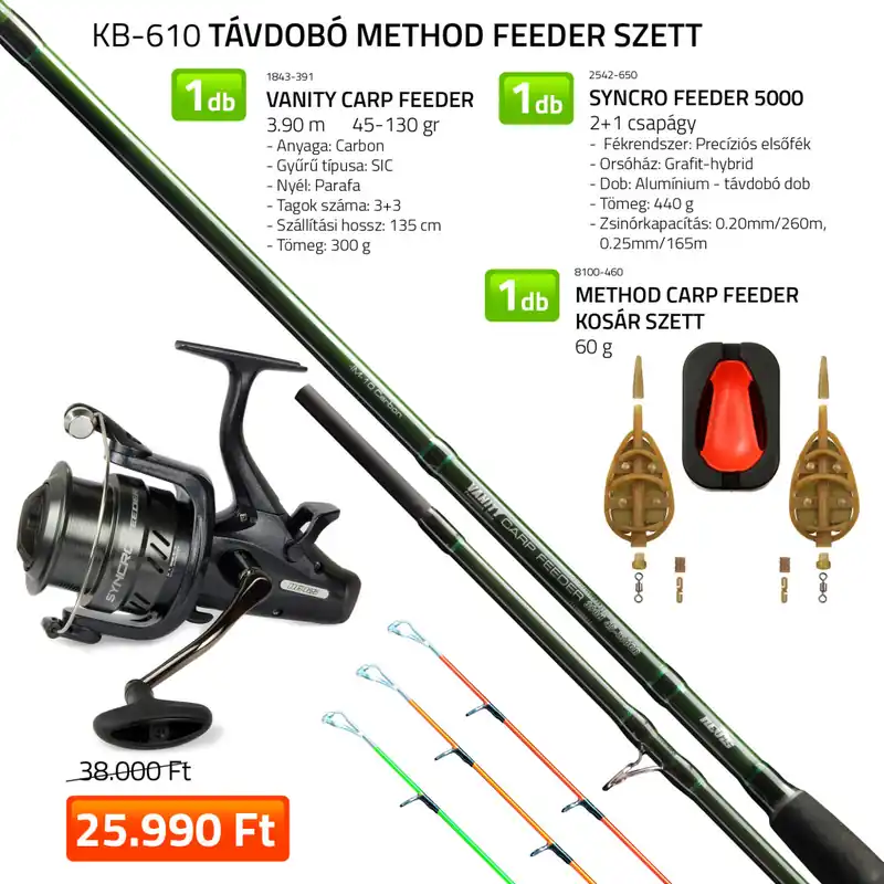 Távdobó method feeder szett 1843-391+ 2542-650+ 8100-460 - H Beste Prijs
