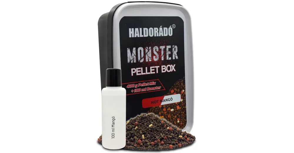 Koopje Haldorádó MONSTER Pellet Box - Hot Mangó 400g