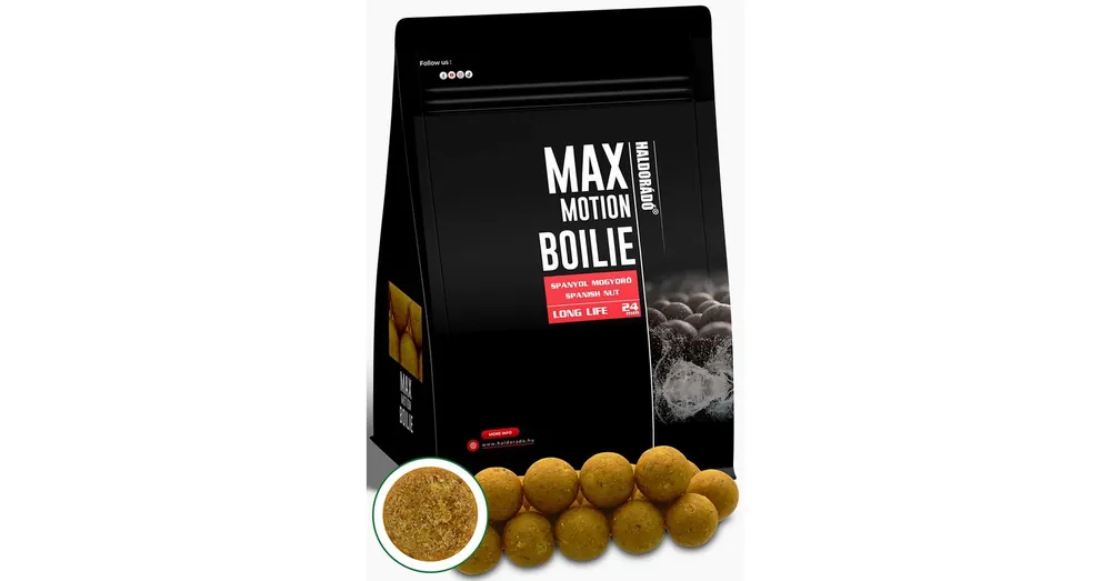 Flitsaanbieding Haldorádó MAX MOTION Boilie Long Life 24 mm - Spanyol Mogyoró 800g