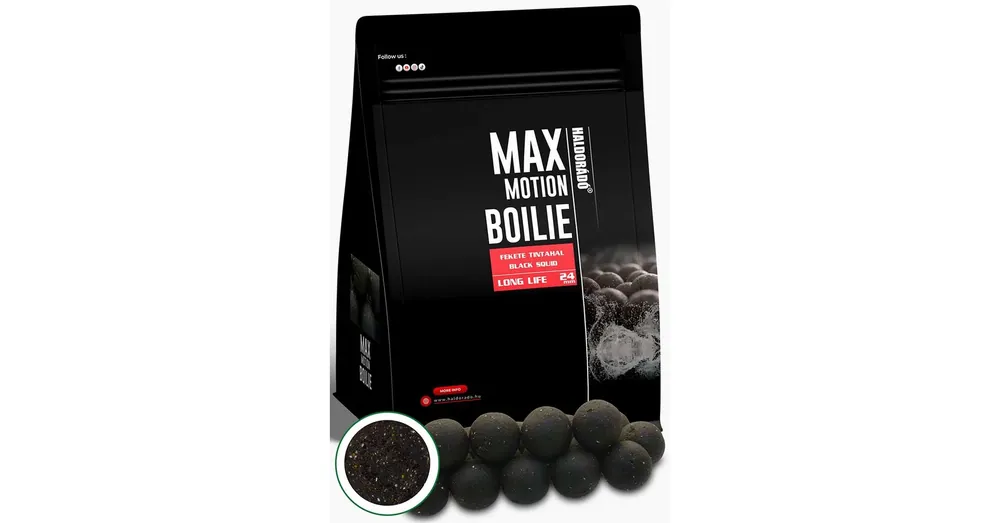 Haldorádó MAX MOTION Boilie Long Life 24 mm - Fekete Tintahal 800g Fabrieksprijs