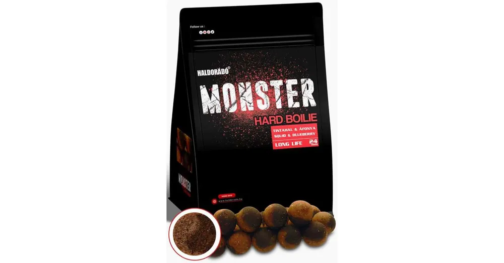 Gereduceerde Prijs Haldorádó MONSTER Hard Boilie 24+ - Tintahal & Áfonya 700g