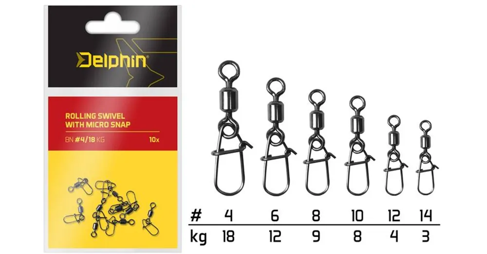 Delphin Rolling swivel with micro snap 6/12kg 10db Laatste Kans