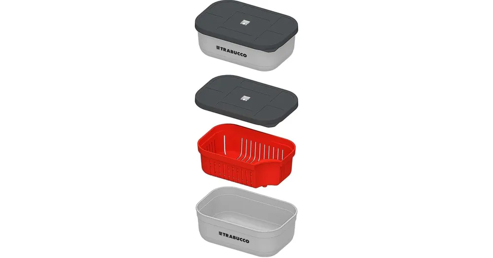 Trabucco Baitsafe Box 0,6l sealed + Strainer, légmentes csalitartó doboz szűrőedénnyel Op = Op