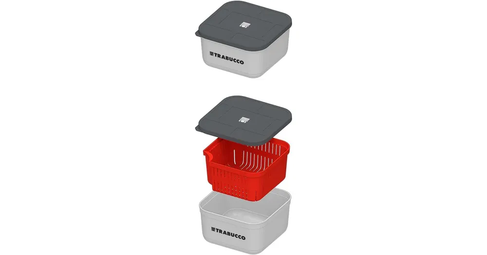 Veilige Betaling Trabucco Baitsafe Box 1,6l sealed & strainer, légmentes csalitartó doboz szűrőedénnyel