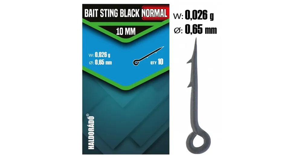 Weekendaanbieding Haldorádó Bait Sting Black Normal 10mm fekete csalitüske 10 db/csg