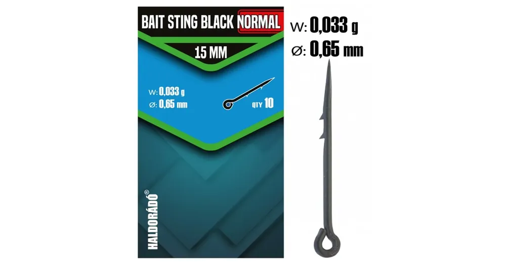 Hoge Kwaliteit Haldorádó Bait Sting Black Normal 15mm fekete csalitüske 10 db/csg