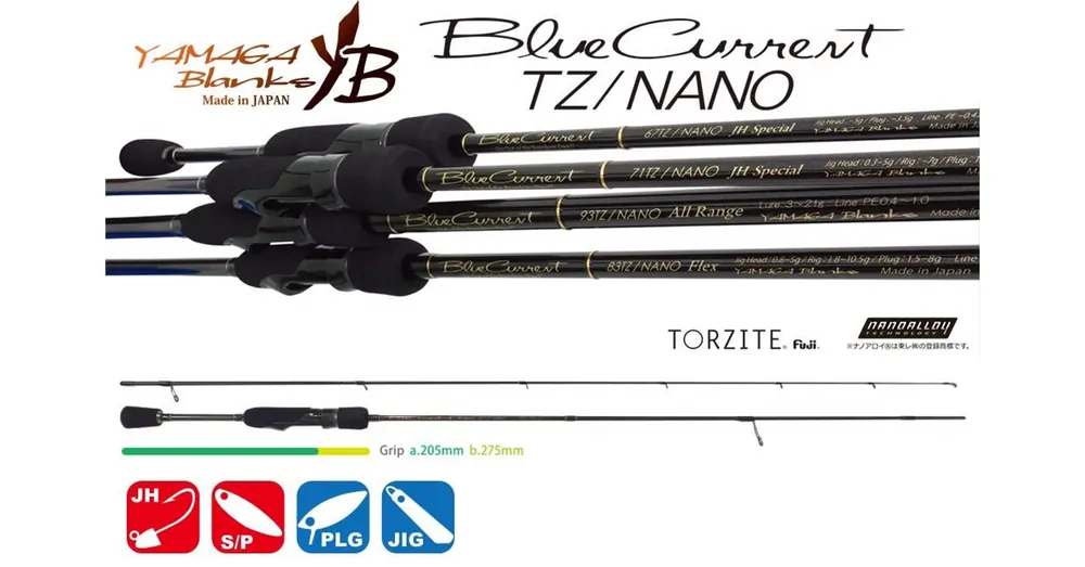 Yamaga Blanks Blue Current 62tz Nano 1,88m 3g pergető horgászbot Laatste Versie