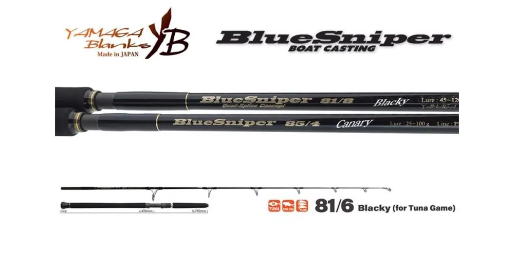 Hoge Kwaliteit Yamaga Blanks Blue Sniper 81/6 Blacky Tuna 2,48m 30-110g pergető horgászbot