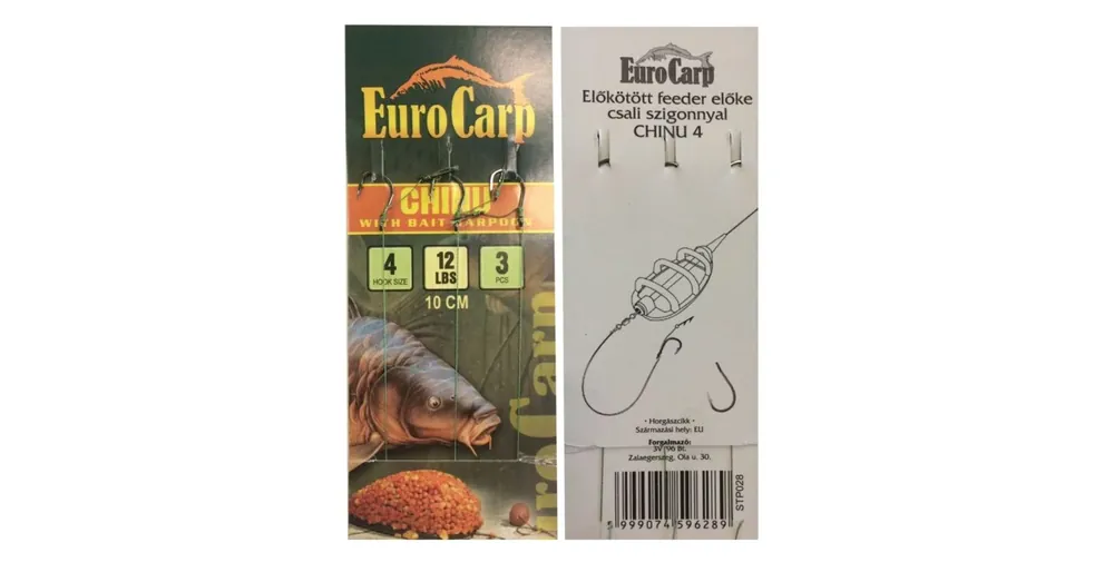 Populair Eurocarp Előkötött feeder előke csaliszigonnyal Chinu-4 10cm 12lbs