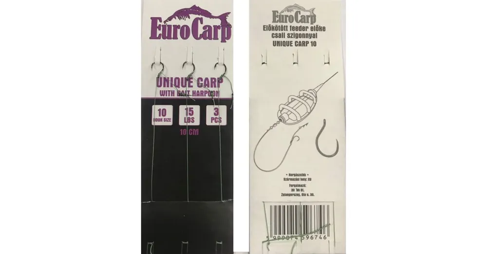 Korting Eurocarp Előkötött feeder előke csaliszigonnyal Unique Carp-8 10cm 15lbs
