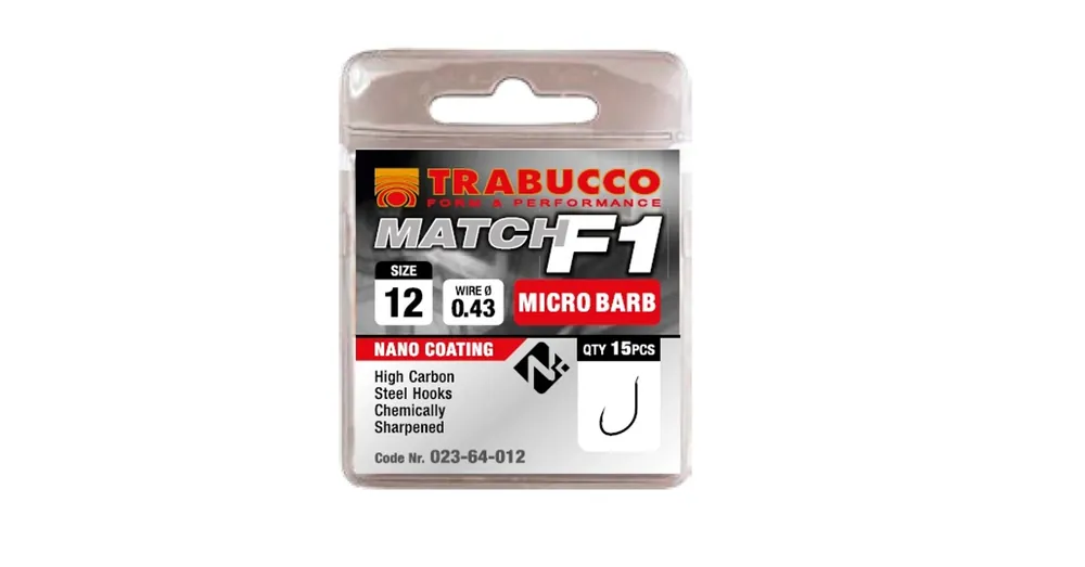 Trabucco F1 Match mikro szakállas horog, méret 14 Op = Op