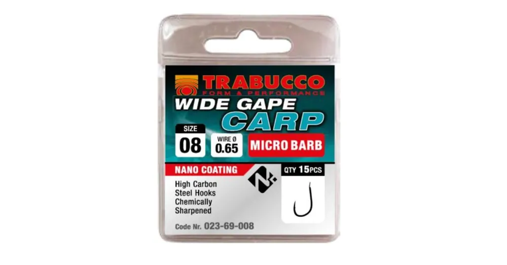 Trabucco Wide Gape Carp mikro szakállas horog, méret 18 Gereduceerde Prijs