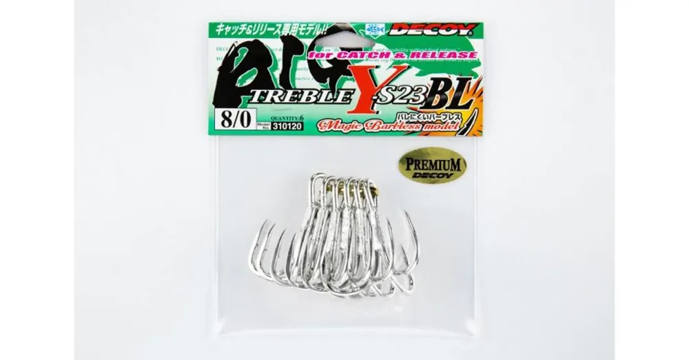 Meest Verkocht Decoy Y-S23BL Big Treble 10/0 Magic Barbless hármas horog 4 db/csg
