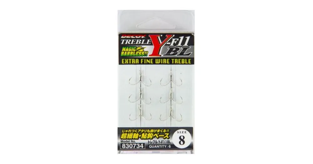 Gecertificeerd Decoy Y-F11BL Extra Fine Wire 10 Barbless hármas horog 6 db/csg