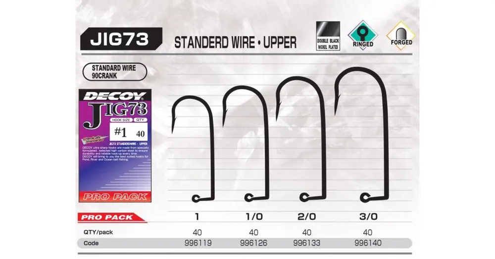 Decoy Pro Pack Jig73 Upper Standard Wire 1/0 jig horog 40 db/csg Rechtstreeks Van De Fabrikant