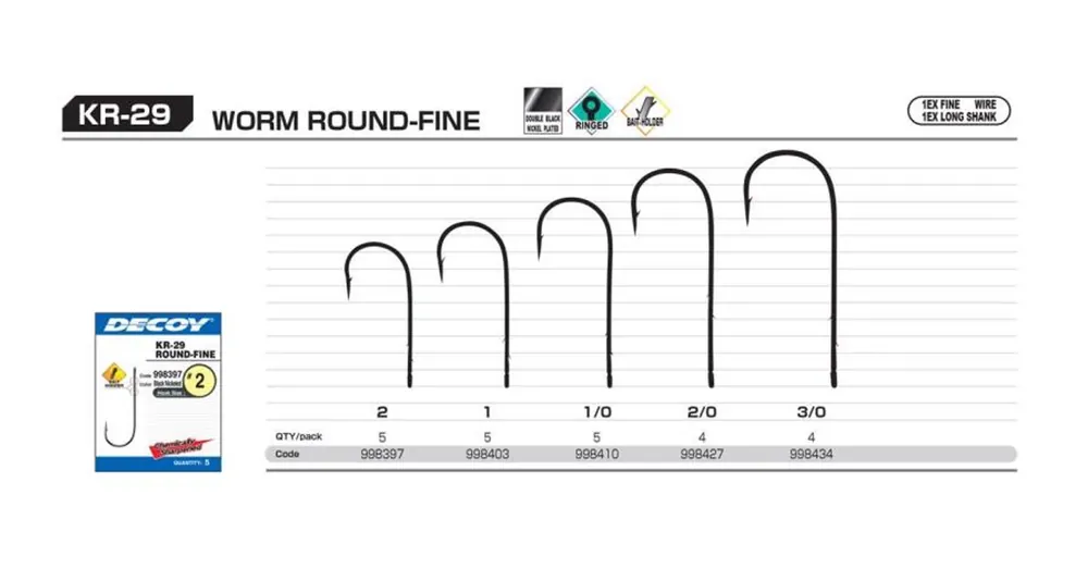 Decoy Worm KR29 Round Fine 3/0 egyágú horog 4 db/csg Koop Online