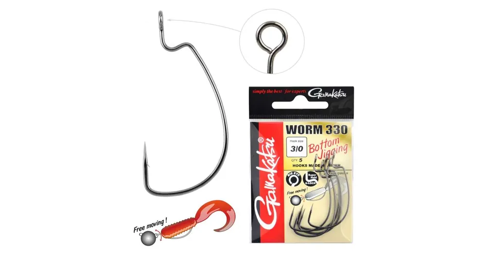 Beste Prijs Gamakatsu Worm-330 Bottom Jigging 3/0 horog 5db/csg