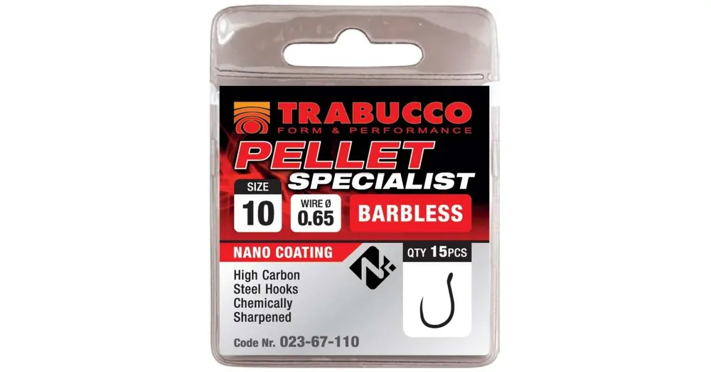 Speciale Aanbieding Trabucco Pellet Specialist Barbless szakáll nélküli horog, méret 16