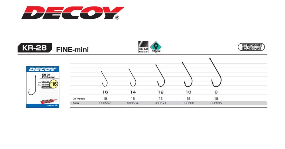 Decoy Worm KR-28 Fine Mini 12 horog 18db/csg Hete Deal
