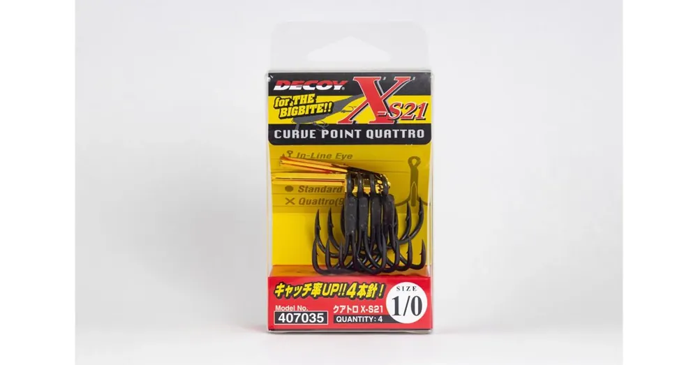 Premium Decoy Quattro X-S21 1/0 négyágú horog 4 db/csg