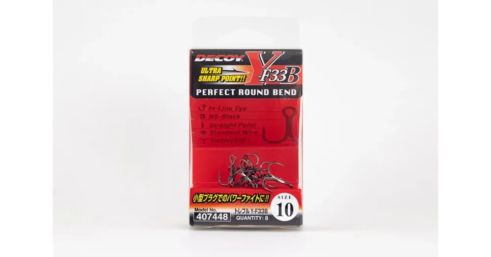 Decoy Y-F33B Round Bend 10 Microbarb hármas horog 8 db/csg Gecertificeerd
