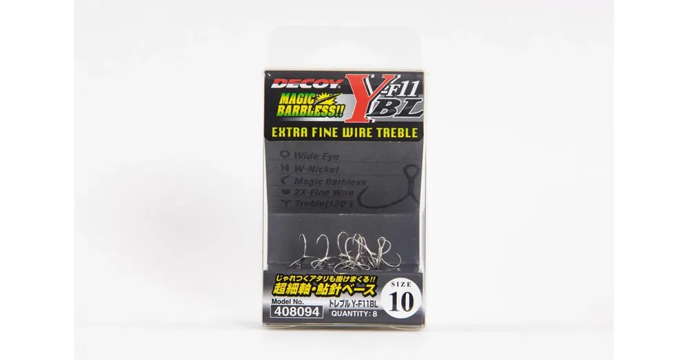 Finale Uitverkoop Decoy Y-F11BL Extra Fine Wire 10 Barbless hármas horog 8 db/csg