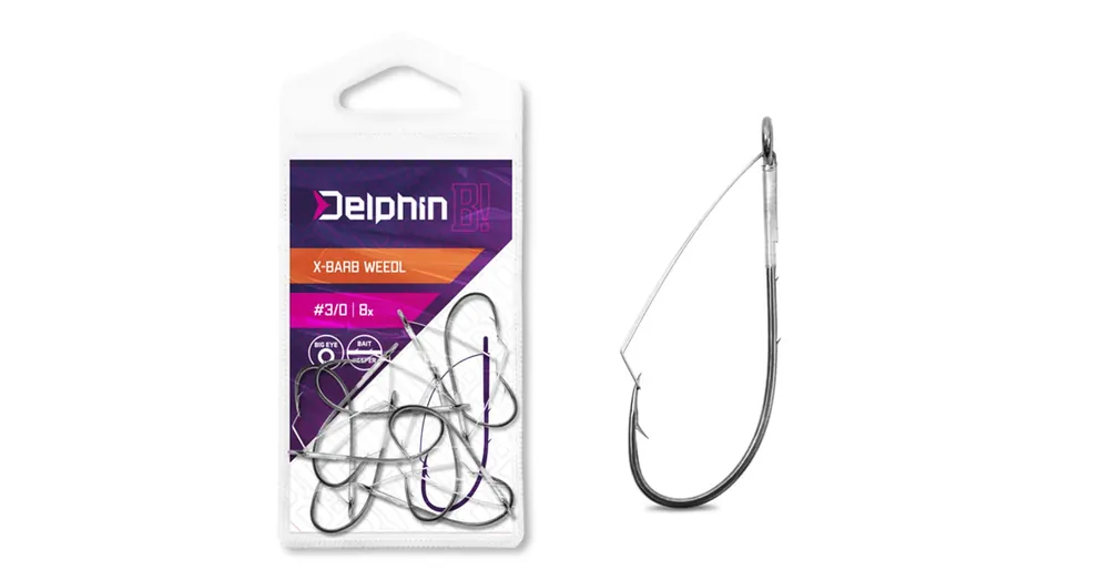 Delphin B! X-BARB WEEDL 1/0 8db/csg bokorugró cseburaska horog Actieprijs