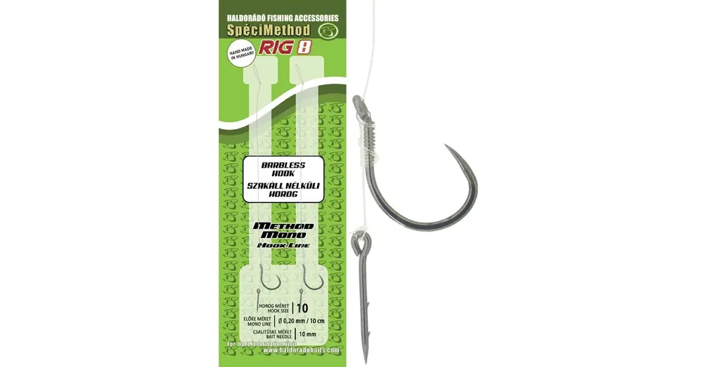 Haldorádó SpéciMethod Rig8 Mono 10mm 10 barbless előkötött horog 2db/csg Tijdelijk Beschikbaar