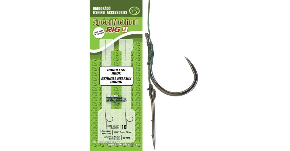 Haldorádó SpéciMethod Rig9 Braid 10mm 10 barbless előkötött horog 2db/csg Must-Have