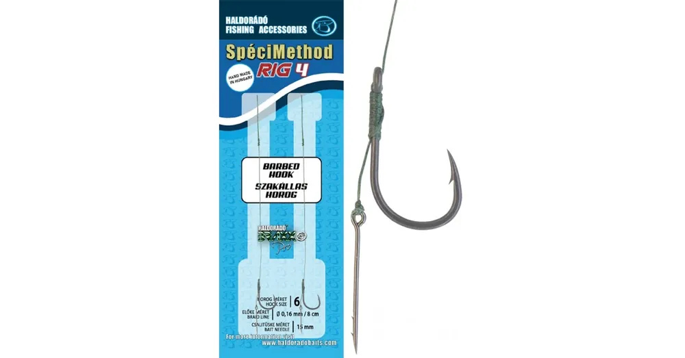 Direct Beschikbaar Haldorádó SpéciMethod Rig4 Braid 15mm 6 Barbed, előkötött horog 2 db/csg