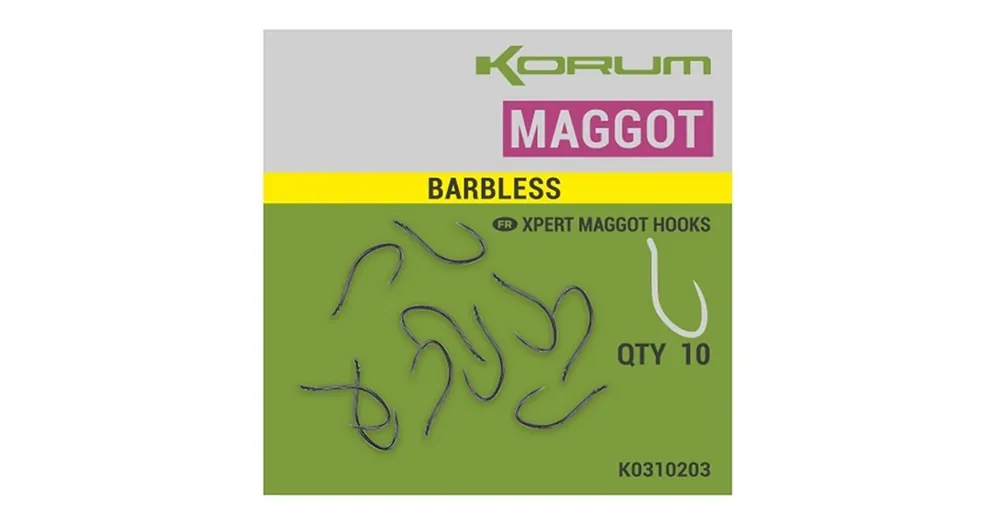 Lage Prijs Korum Xpert Maggot barbless Hooks füles horog - 12 10db/csg