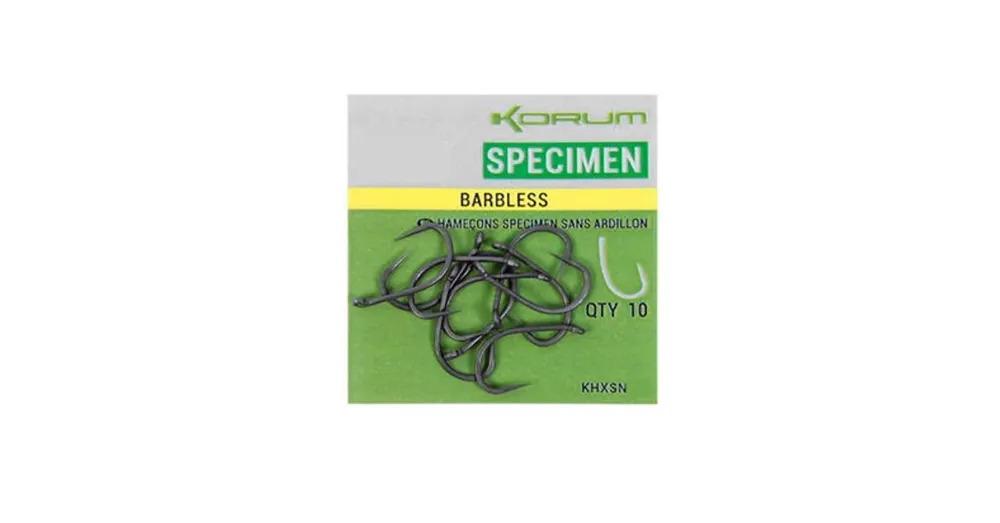 Weekendaanbieding Korum Xpert Specimen barbless hooks füles horog - 14 10db/csg