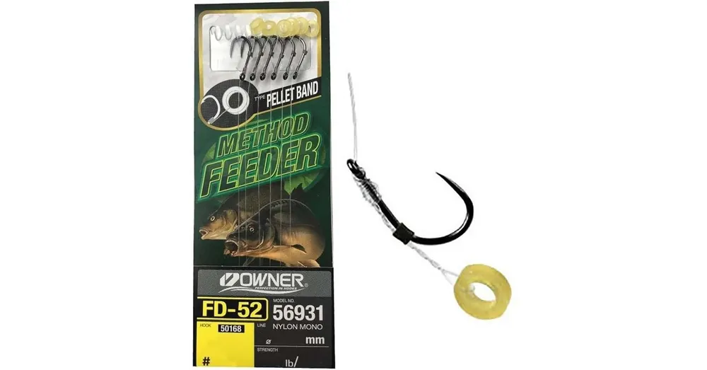 Beperkte Voorraad Owner FD-52 16 0,18mm Method Feeder előkötött monofil előke pellet karikával 6 db/csg