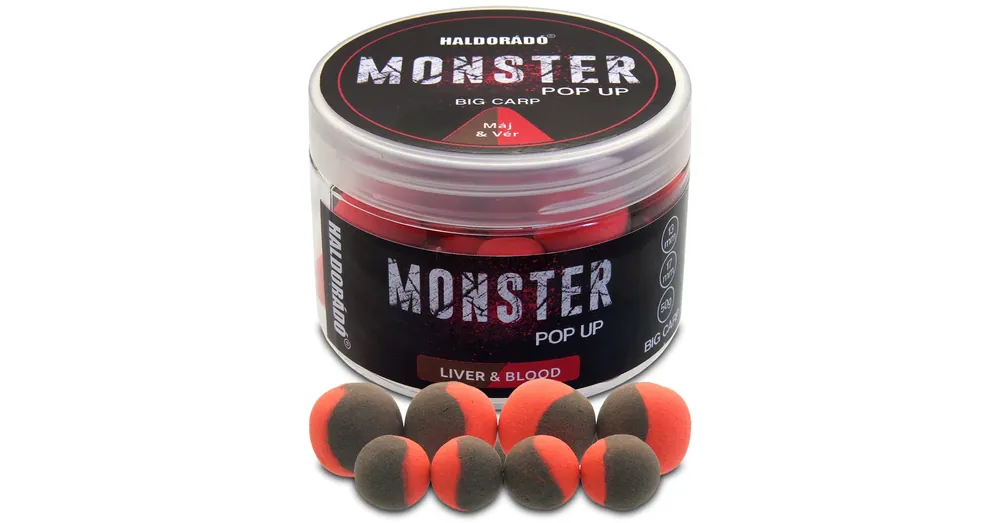Haldorádó MONSTER Pop Up Big Carp 13, 17 mm - Máj & Vér 50g Laatste Kans