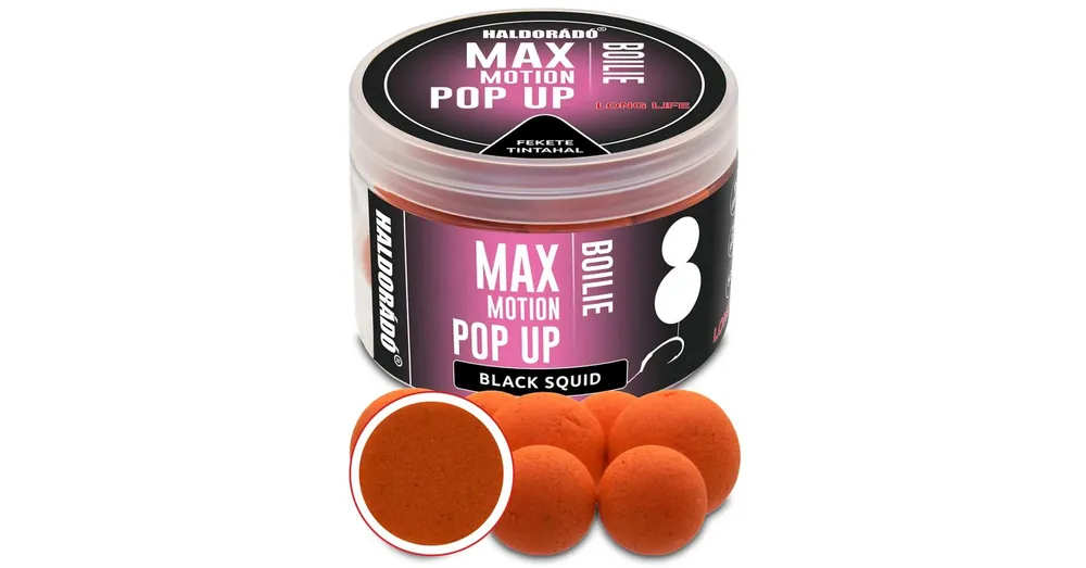 Haldorádó MAX MOTION Boilie Pop Up 16, 20 mm - Fekete Tintahal 50g Goedkoop