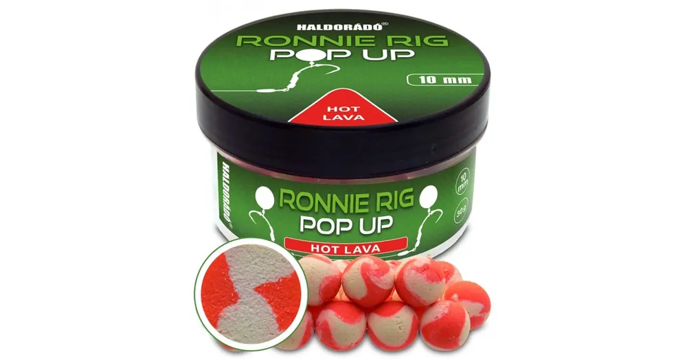 Snelle Levering Haldorádó Ronnie Rig Pop Up - Hot Lava 10mm, csalizó bojli 30g