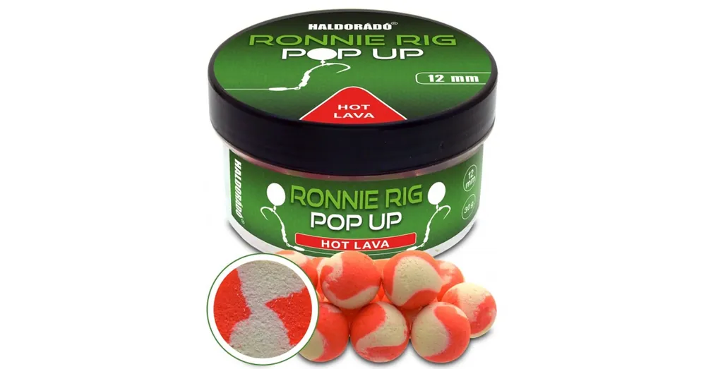 Weekendaanbieding Haldorádó Ronnie Rig Pop Up - Hot Lava 12mm, csalizó bojli 30g
