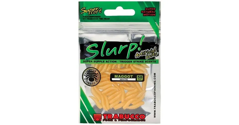 Goedkoop Trabucco Slurp Bait Maggot natural White 50 db, natur fehér műcsonti