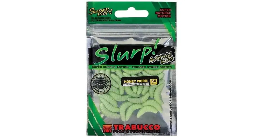 Trabucco Slurp Bait Honey Worm Fluo Glitter 30 db Fluo méhlárva Op = Op