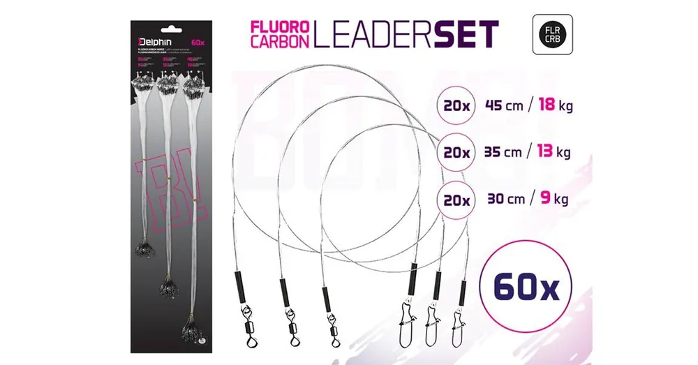 Delphin BOMB! fluorkarbon előke karabinerrel szett 60x Exclusieve Aanbieding