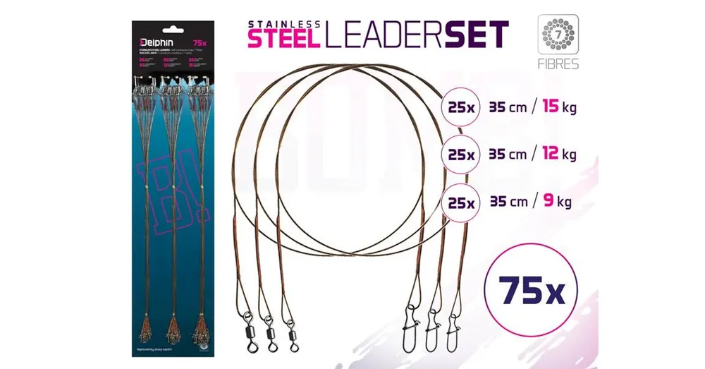 Delphin BOMB! acél előke karabinerrel szett 9,12,15kg 7 szál 75x Koop Vandaag