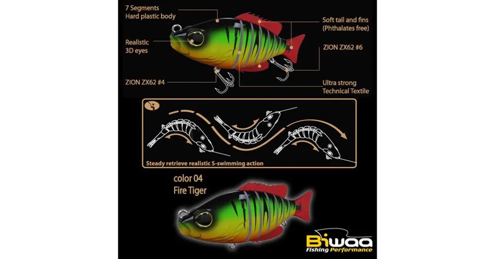 Tijdelijk Beschikbaar Biwaa Swimbait Seven S5" 13cm 34g 04 Fire Tiger wobbler